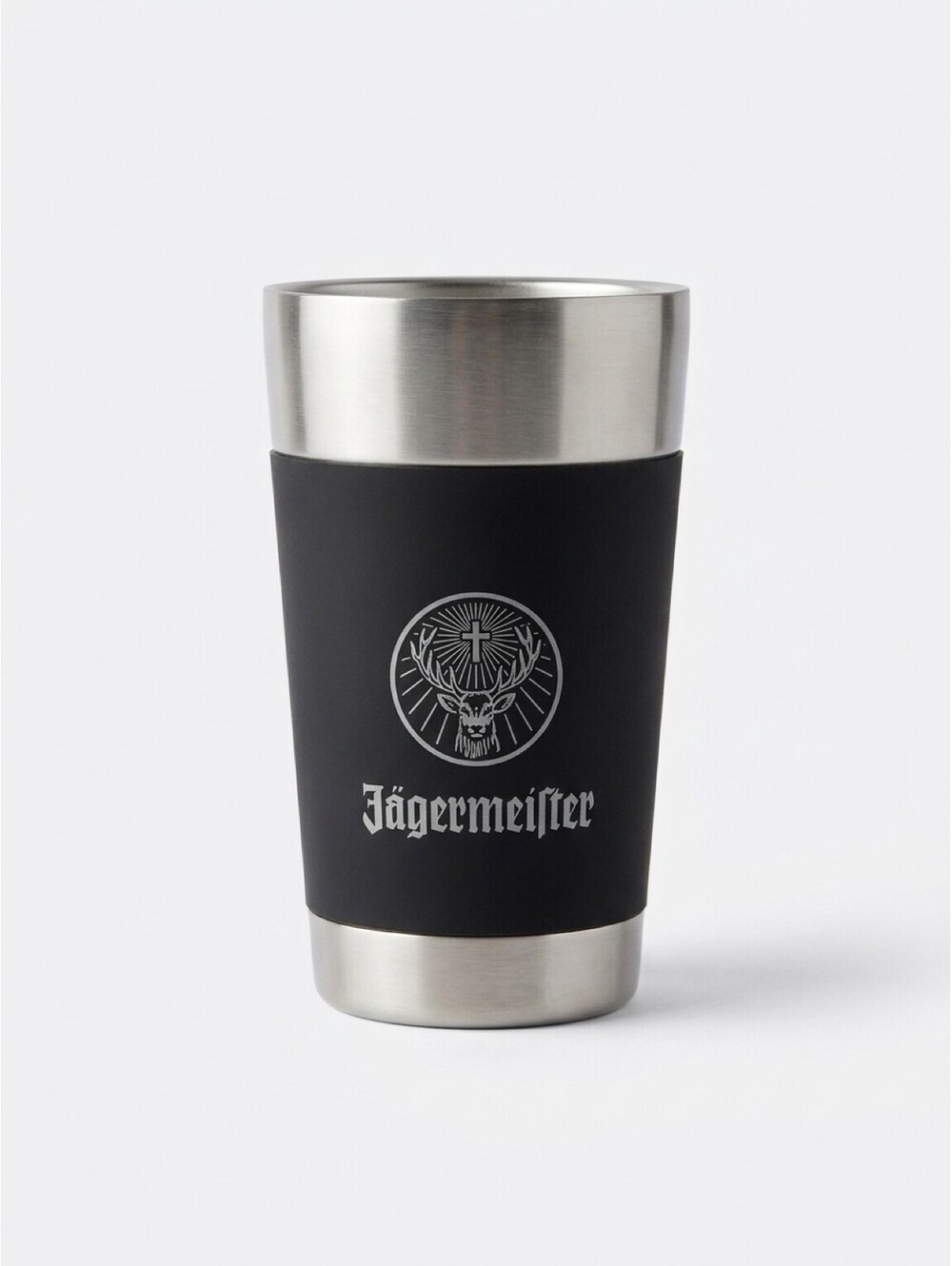 Jagermeister Stainless Steel Shot Cup Tumbler Black Barware Logo 3" Promo